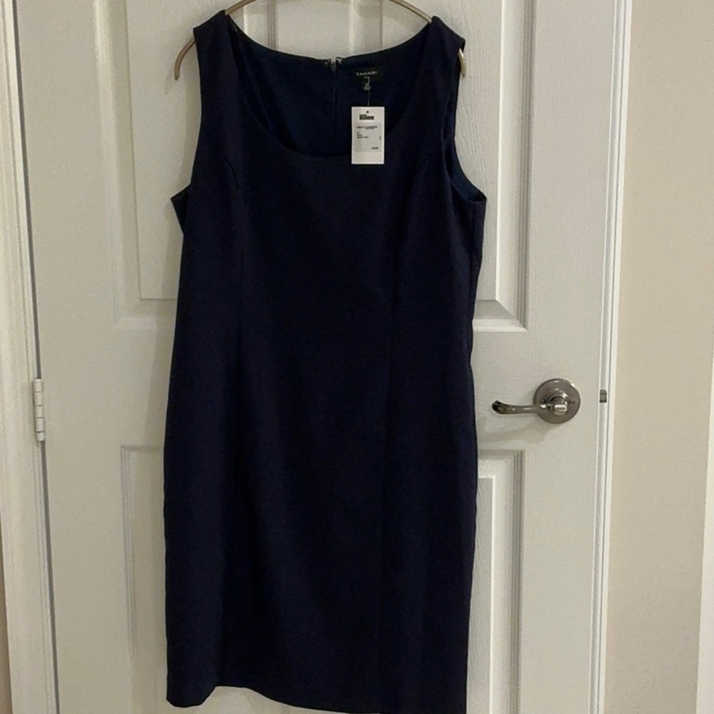 Navy Tahari ASL dress with beaded collar jacket - Picture 2 of 3